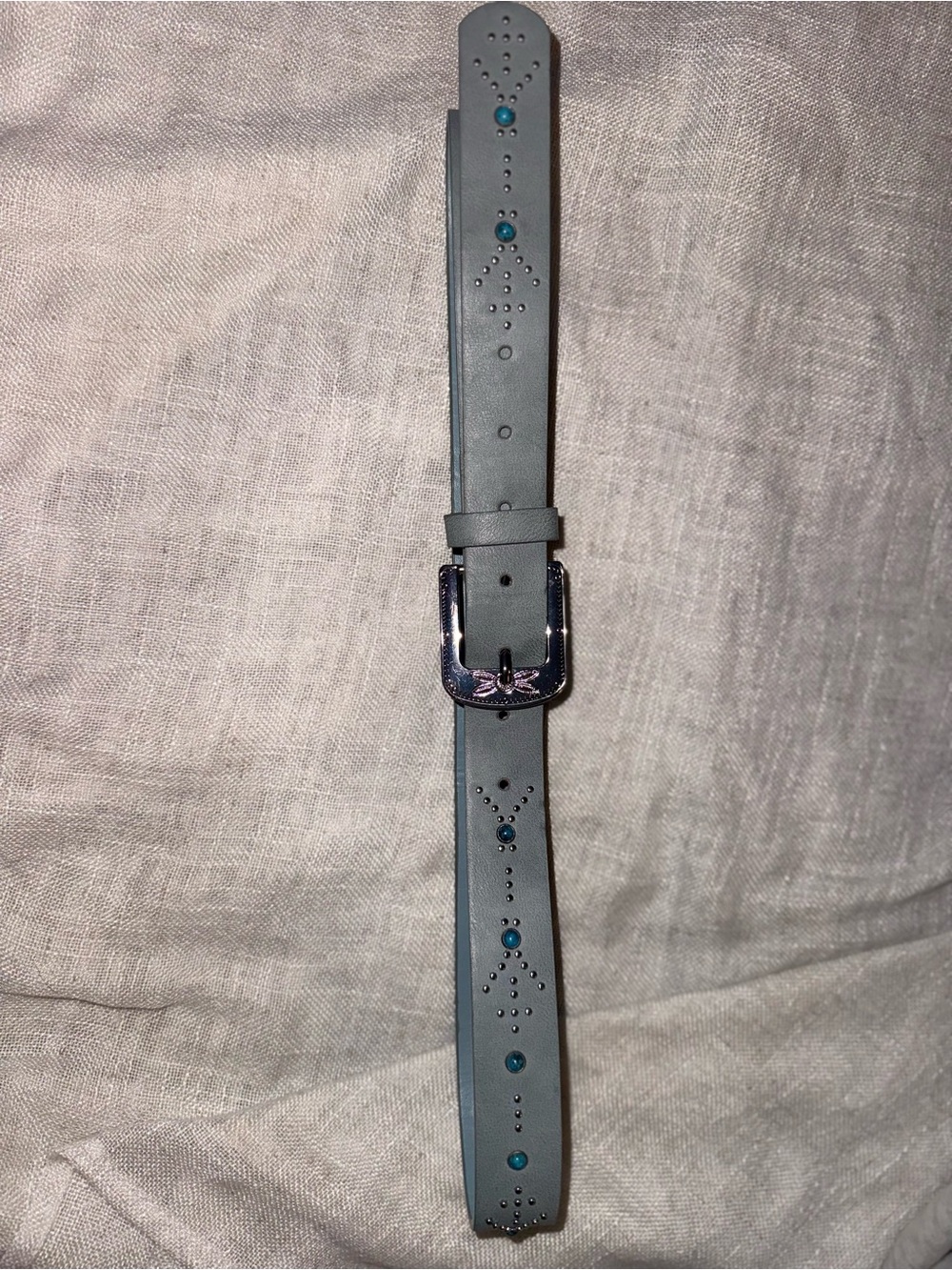 Women's Teal Leather Decorative Belt with Stud Accents